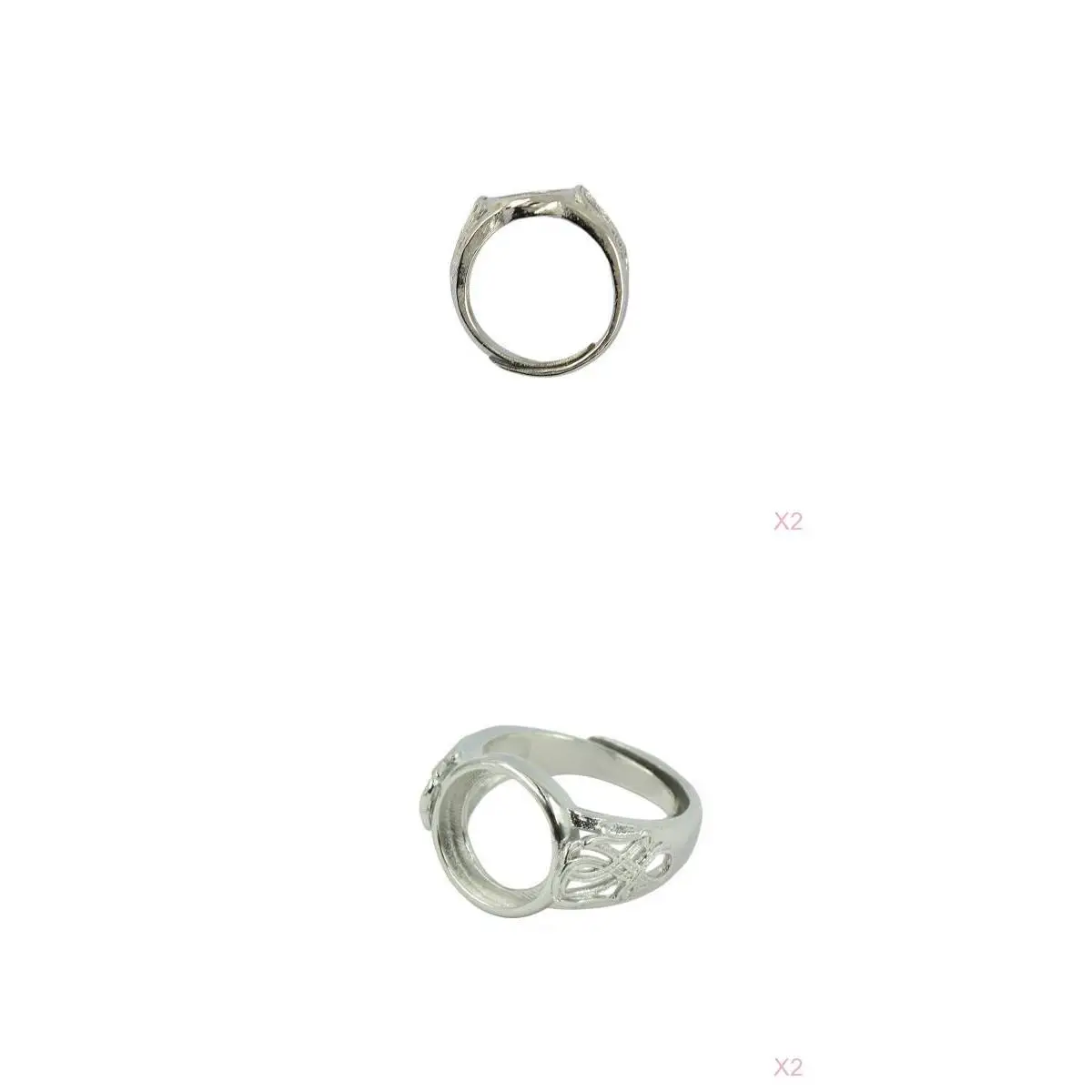 4 Pieces Silver 10mm 12mm Round Bezel Adjustable Flower Blank Bases