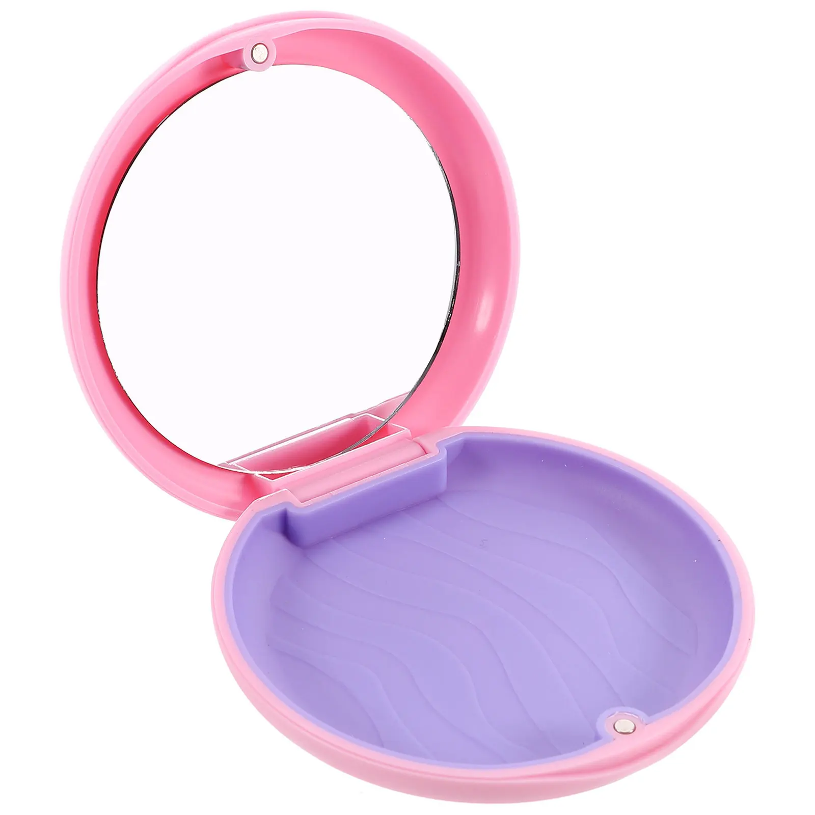 Retainer Storage Box Lightweight Silicone Plastic Denture Case with Mirror Magnetic Snap Closure Pocket Sized for Travel School