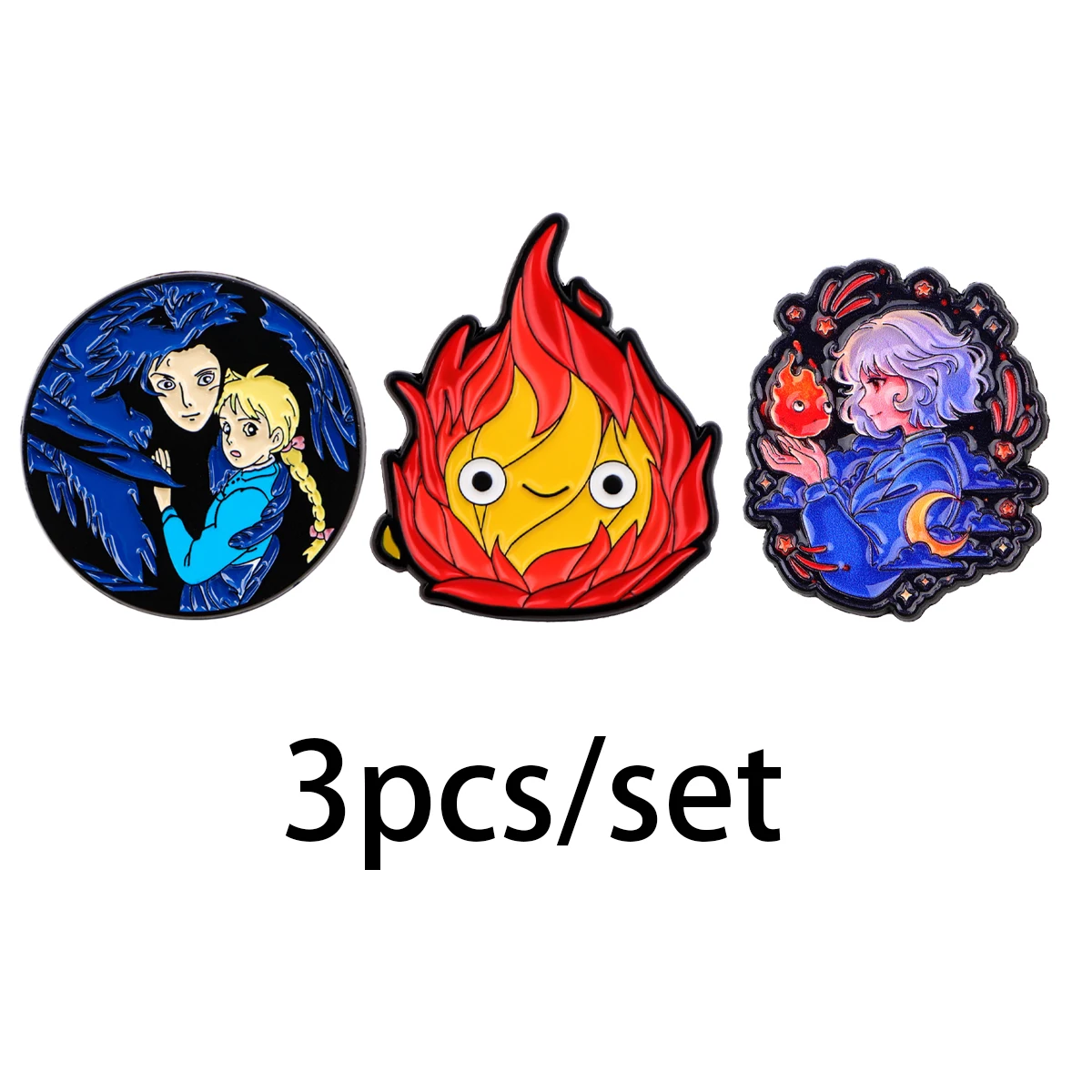 3-teiliges Anime-Film-Emaille-Pin-Set, Cartoon-Feuerbrosche für Mäntel, Damenbroschen, modische Reversnadeln, Schmuckgeschenk für Freunde
