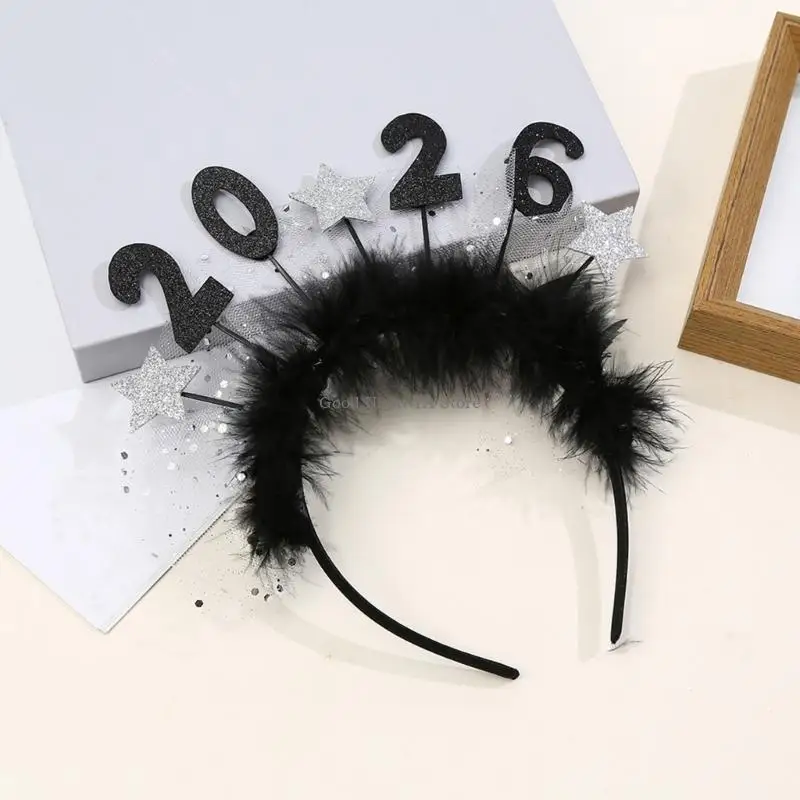 Scintillante accessorio per capelli per celebrazione del Capodanno 2026 Fasce per stelle per donne e uomini, eventi ballo