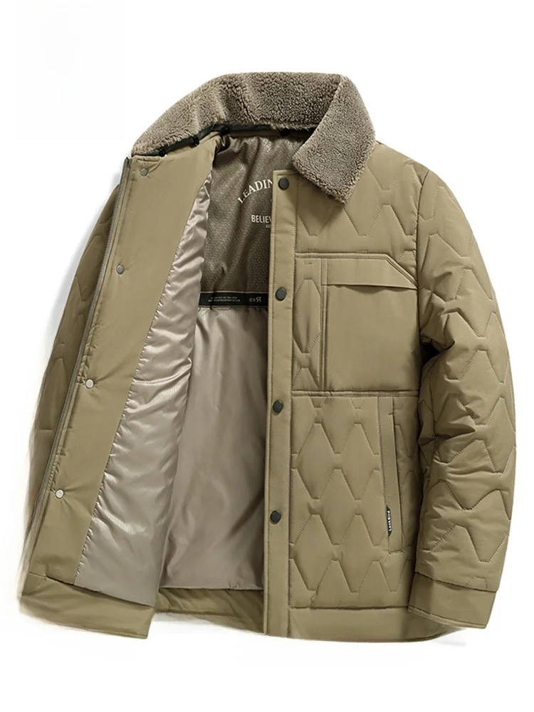 

Rn Men's Winter Thiened Cotton Jaet Casual Sle Windproof Warm Stand Collar Long Sve Busin Gentleman Faionabl...