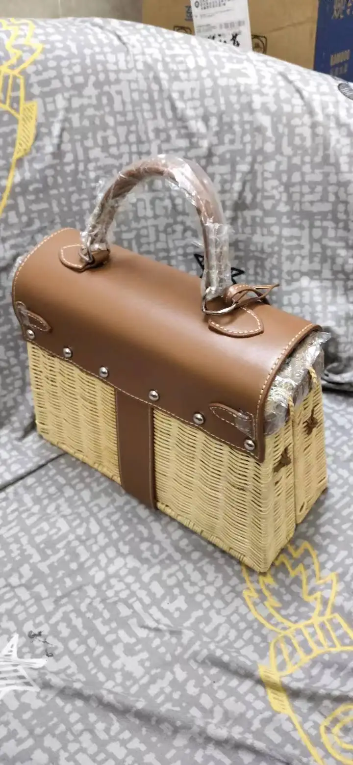 New Leather Women's Bag Rattan Bucket Bag for women 2022 new
