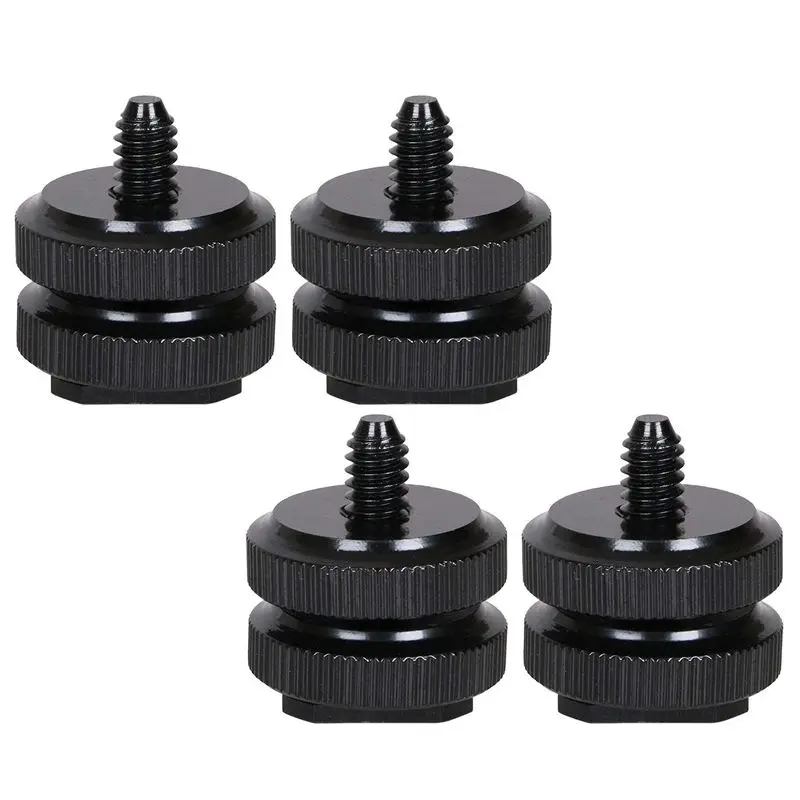 (NEW) Camera Hot Shoe Mount To 1/4Inch-20 Tripod Screw Adapter,Flash Shoe Mount For DSLR Camera Rig (Pack Of 4)