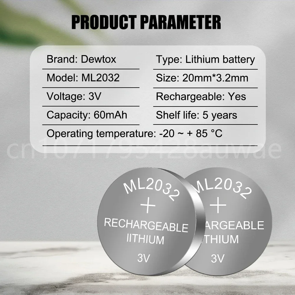 1-5PCS ML2032 3V Li-ion Rechargeable Battery for Computer Motherboard Remote Control Electric Toy Watch Flashlight Replace Cell
