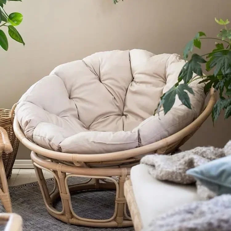 

Modern Japanese Lazy Chair Real Rattan Sun For Balcony Leisure Sofa Chair For Living Room And Bedroom