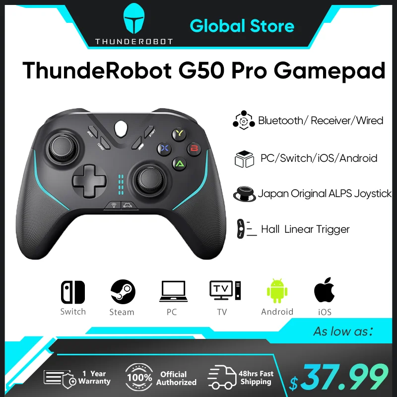 

Thunderobot G50 Pro Game Controller For PC Buletooth Wireless Wired Vibration Gamepad Joystick for Nintendo Switch PC STEAM