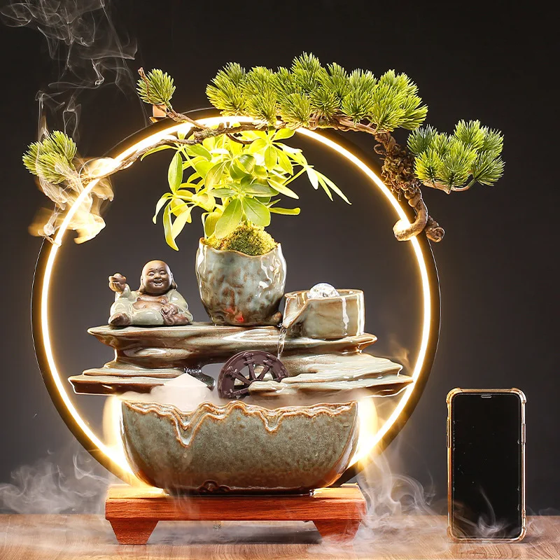 Flowing Ornaments Attract Wealth,create Scenery,rockery,living Room,office Desk,ceramic Housewarming,new Home Opening Gifts