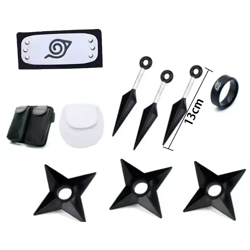 Anime Naruto Cosplay Kakashi Accessories Toys Action Figure Gloves Headband Kunai Mask Uchiha Gloves Set Gift