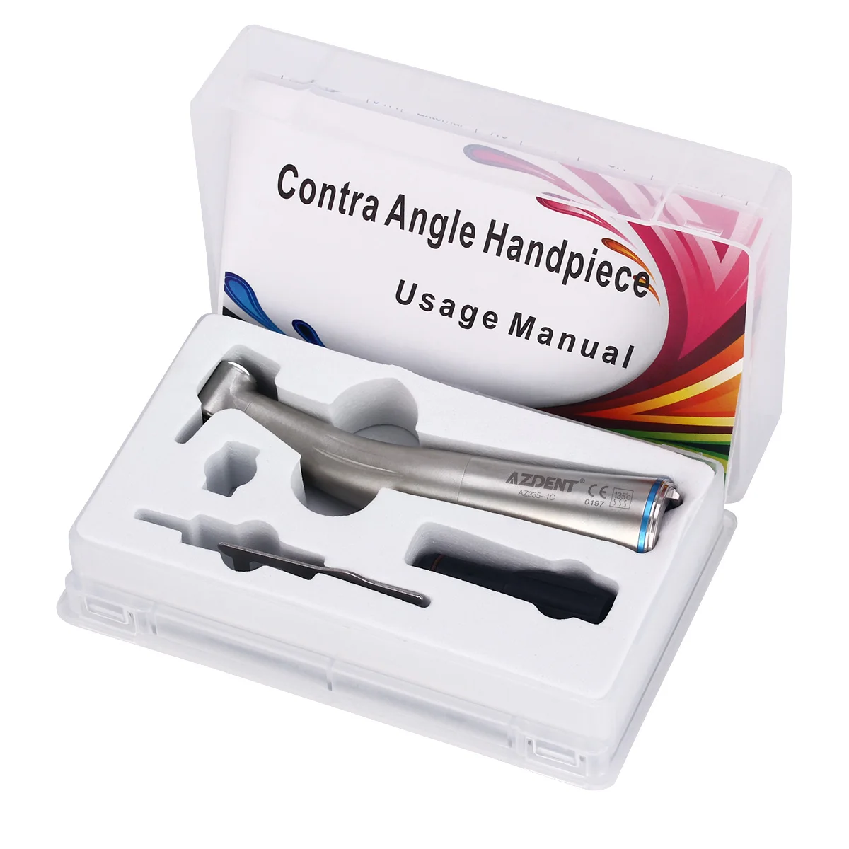 AZDENT Dental 1:1 LED-Faseroptik-Handstück, Winkelstück mit internem Wasserspray, Druckknopf, niedrige Drehzahl, blauer Ring, Zahnarztwerkzeug – Detail 4