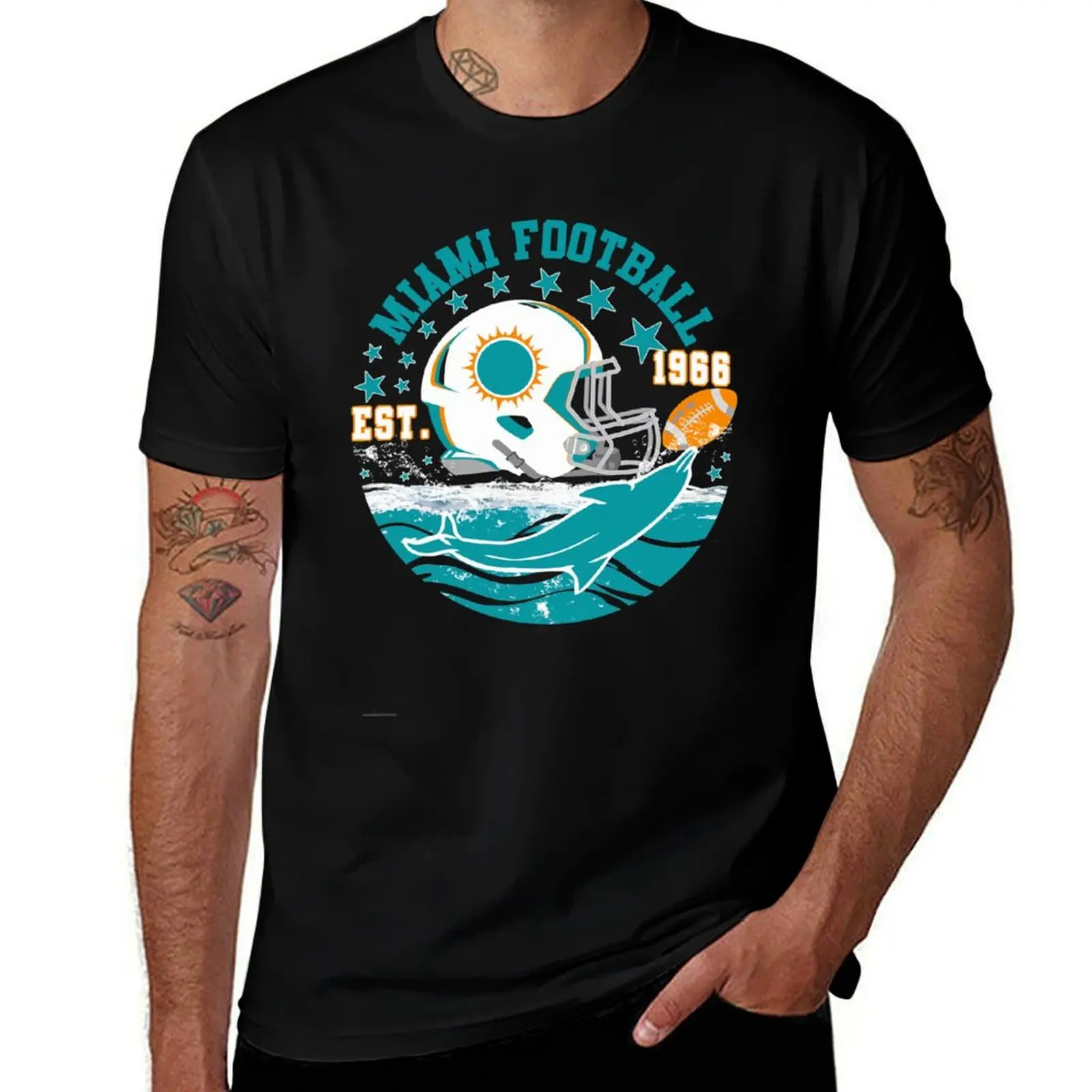 Miami Est 1966 Football Helmet Novelty Dolphin Sports T-Shirt sublime anime shirt mens t shirts