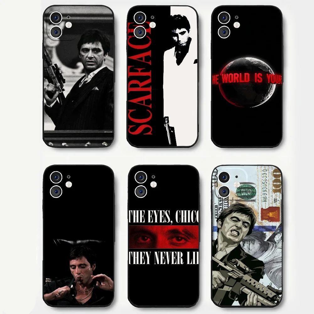S-scarface capa de telefone silicone macio para iphone 16 15 14 13 12 11 plus pro max plus