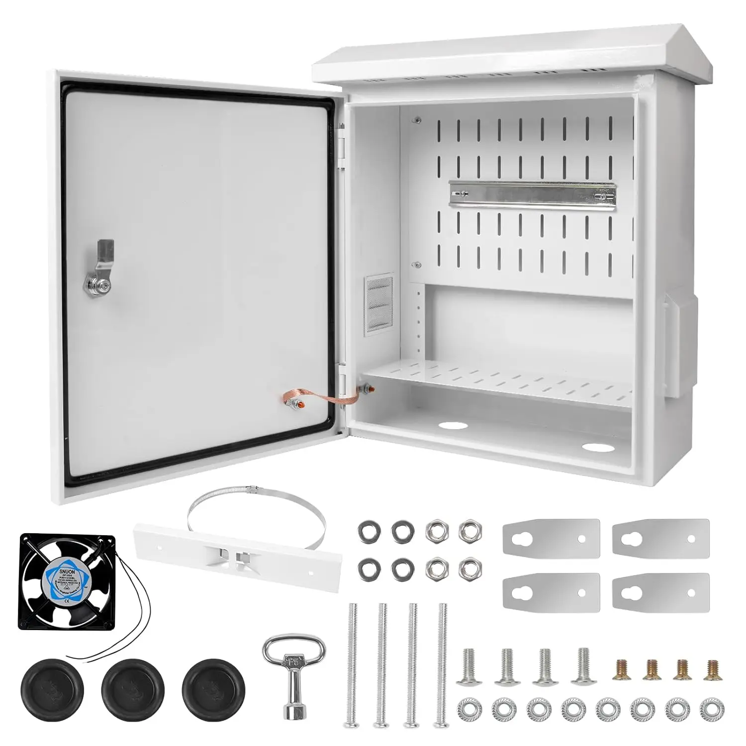 

Наружная электрическая коробка с охлаждающим вентилятором 20 x 16 x 8 дюймов Вентиляционная конструкция Электрический корпус IP65 Водонепроницаемая электрическая коробка