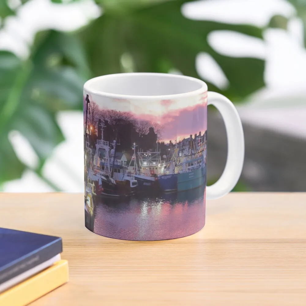 

A winter red sky at Kirkcudbright harbour Coffee Mug Glass Cups Aesthetic Coffee Cups Coffee Cup Ceramic Breakfast Mug