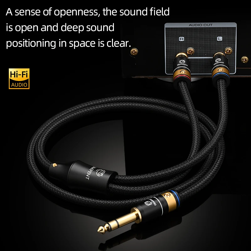 Imagem -05 - Hifi 6.5 mm para 2rca Cabo de Áudio de Cobre Misturado Prata Estéreo 6.5 mm Jack para 2rca Macho para Guitarra Speaker Amplificador Alta Qualidade