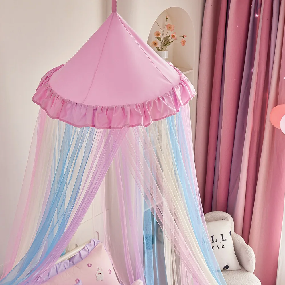 Kelambu Tempat Tidur Pelangi, Tirai Tempat Tidur Ukuran Queen dari Langit-langit, Jaring Dome Dekorasi Tempat Tidur untuk Tempat Tidur Bayi, Anak-anak dan Dewasa