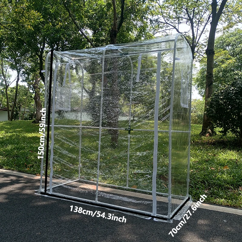 Outdoor Portable Medium-Small Greenhouse with Durable PE/PVC Cover, Roll-Up Zipper Door & Powder-Coated Steel Frame for Yards,