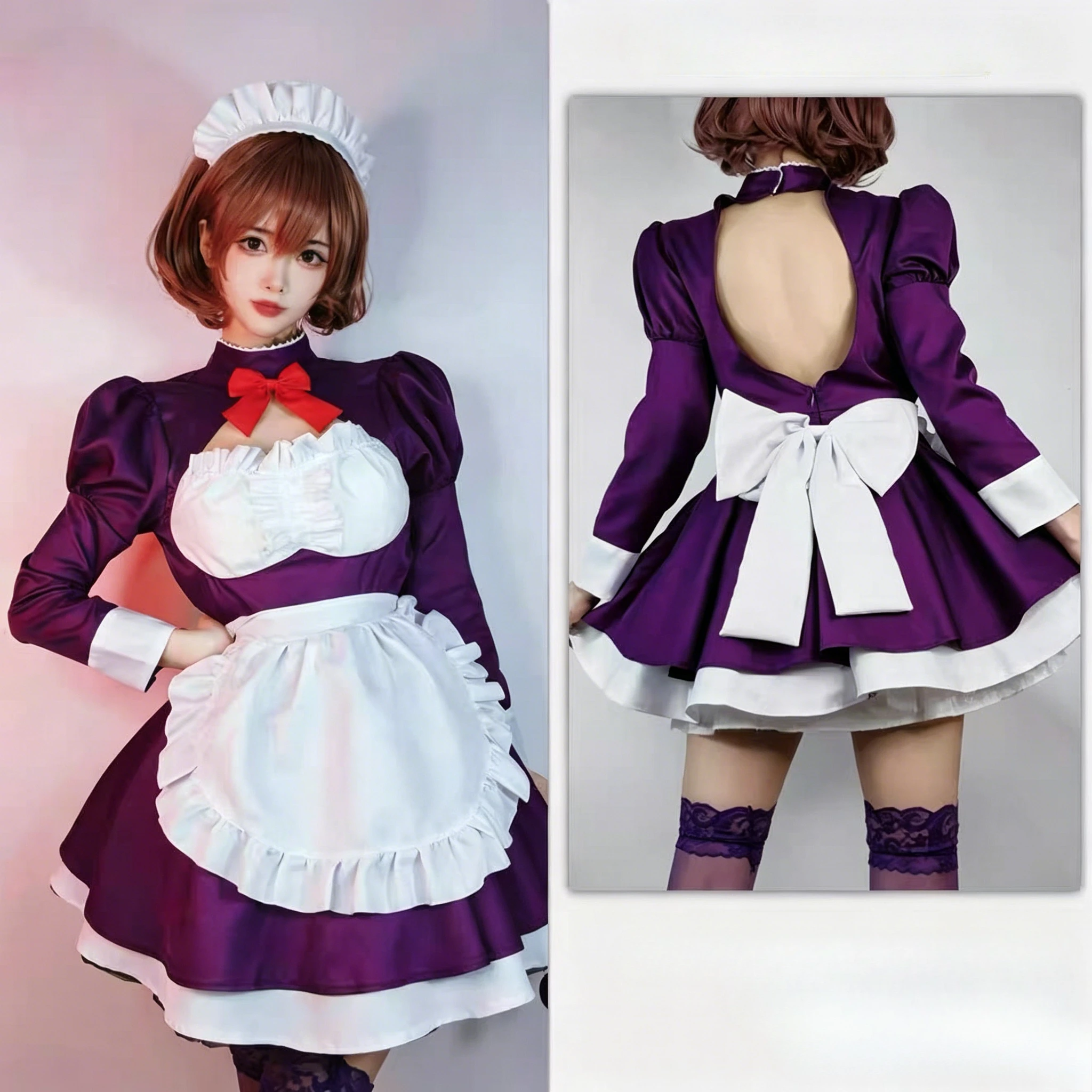 

Anime High-Rise Invasion Cosplay Costume with Mask Tenkuu Shinpan Maid-fuku Kamen Cosplay Costume Women Maid Outfits Halloween