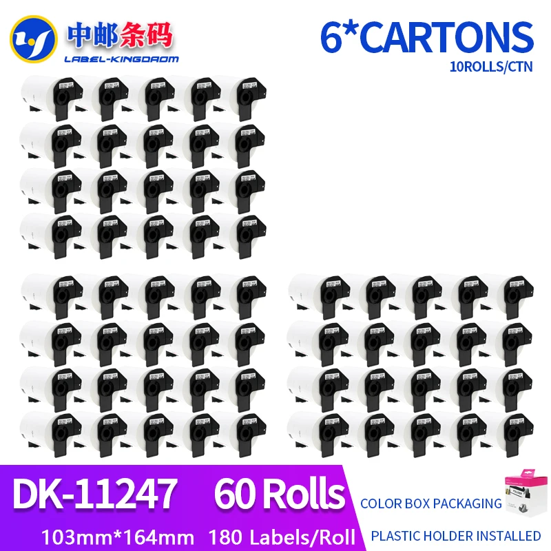 60 Rolls Generic DK-11247 Label 103mm*164mm 180Pcs/Roll For Brother QL-1100/QL-1110NWB Printer All Come With Plastic Holder