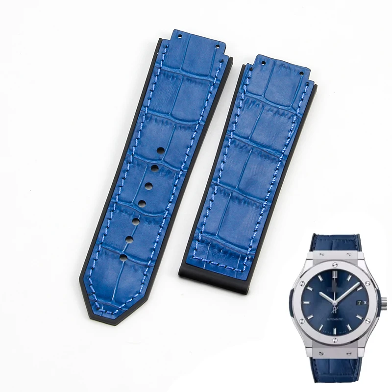 

Watch Band 19mm*25mm High quality Genuine leather strap for Hublot series fashion business 22mm clasp ladies rubber sports strap