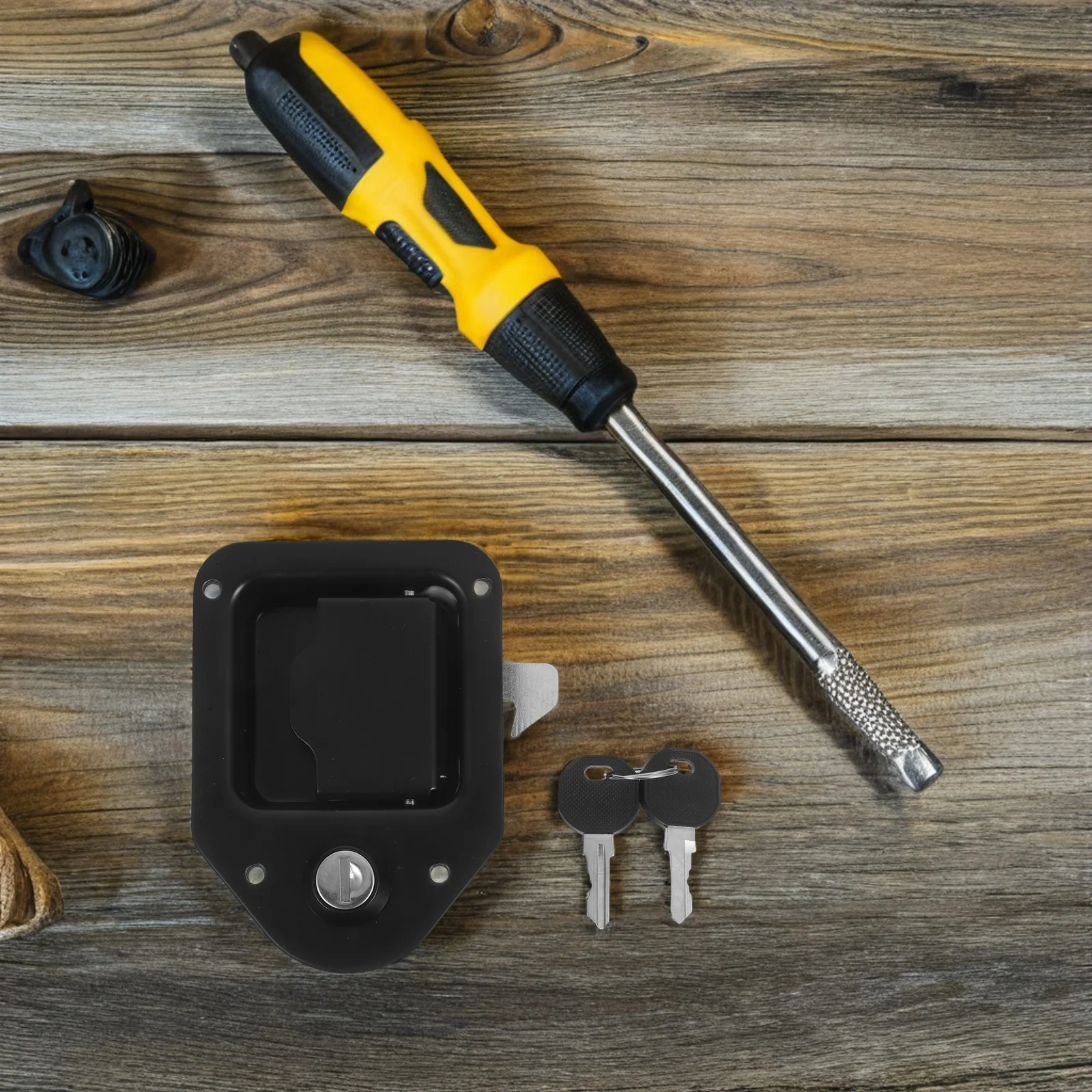 

2pcs Stainless Steel Door Durable Handle Panel Lock for Generator Electric Cabinet Tool Box Black Travel Trailer Truck