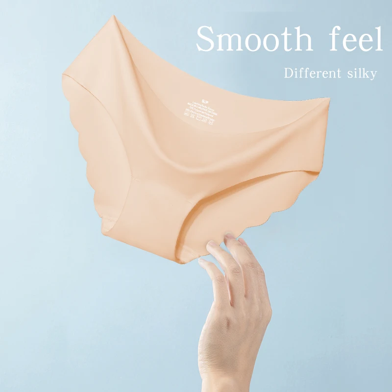 Seamless Silk Briefs Sexy Panties For Women Mid Waist Comfortable Girl Silk Panty Female Underpants Woman Lingerie M-XL