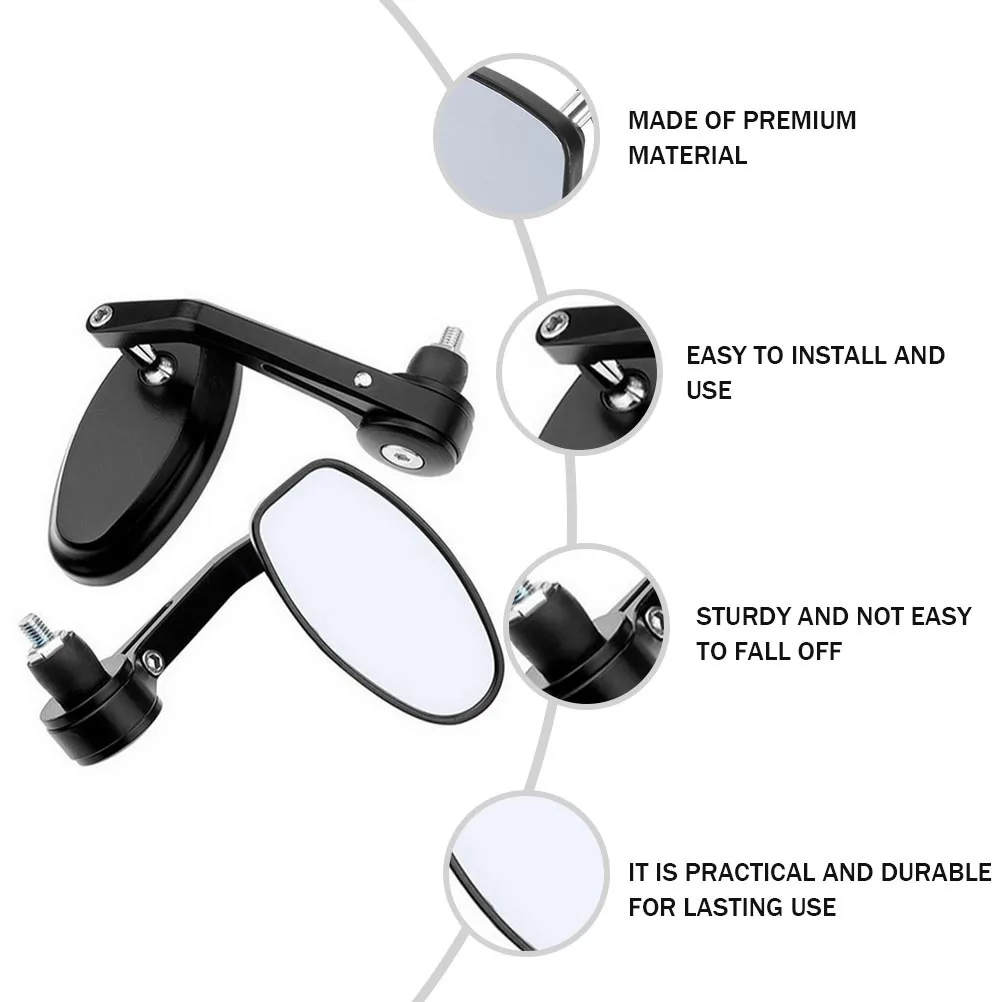 

1Pair Electric Bike Rearview Mirror Motorbike Aluminum Bar End Side Mirror Motorcycle Handlebar Safety Reflector Accessory