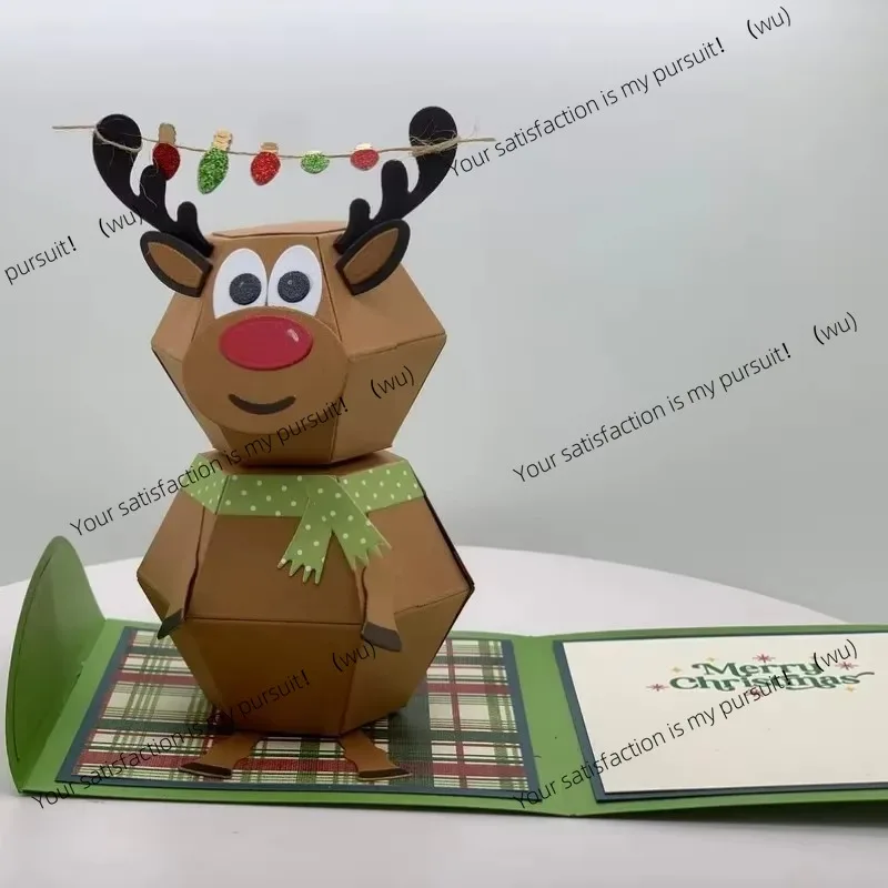 3D pop up Christmas cards, family Christmas surprise bounce cards funny snowman elk card decorations