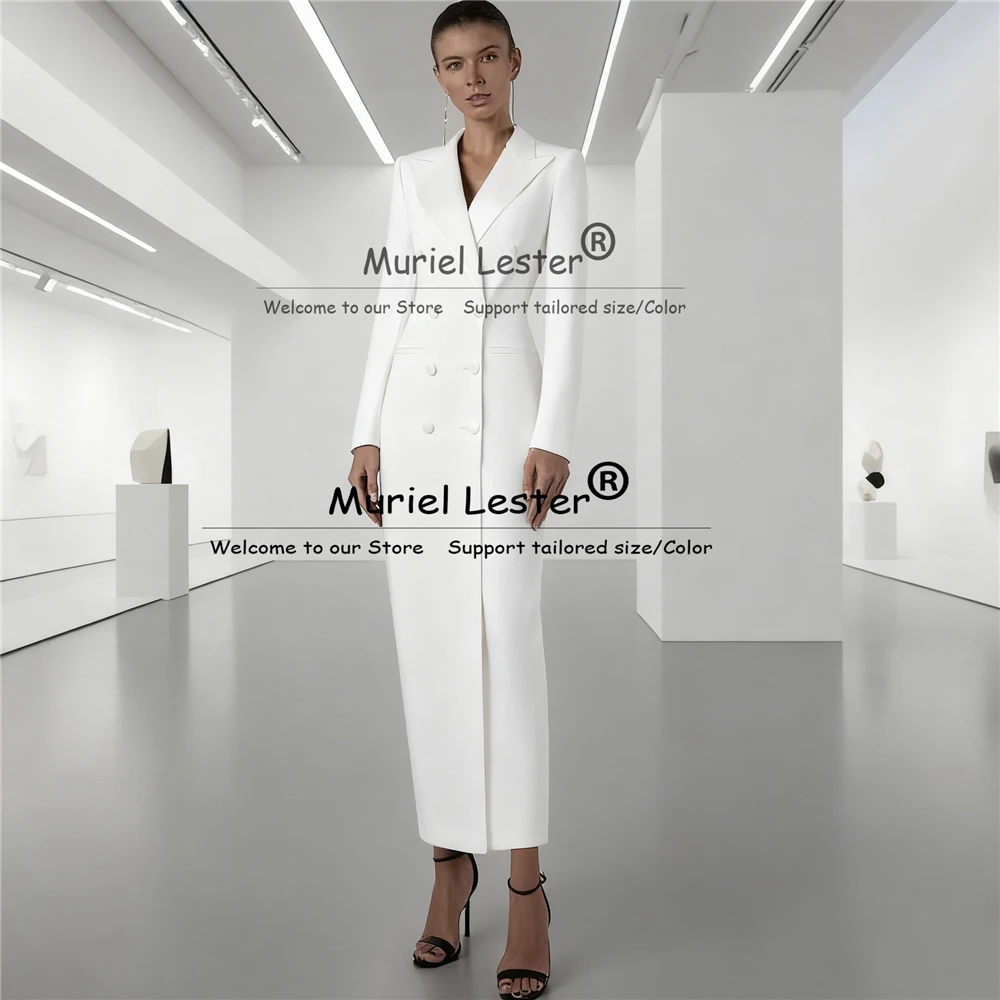 Classic Solid Suits Women 1 Piece Double Breasted Prom Blazer Customized Lady Business Office Coat Long Outfit Female Clothing