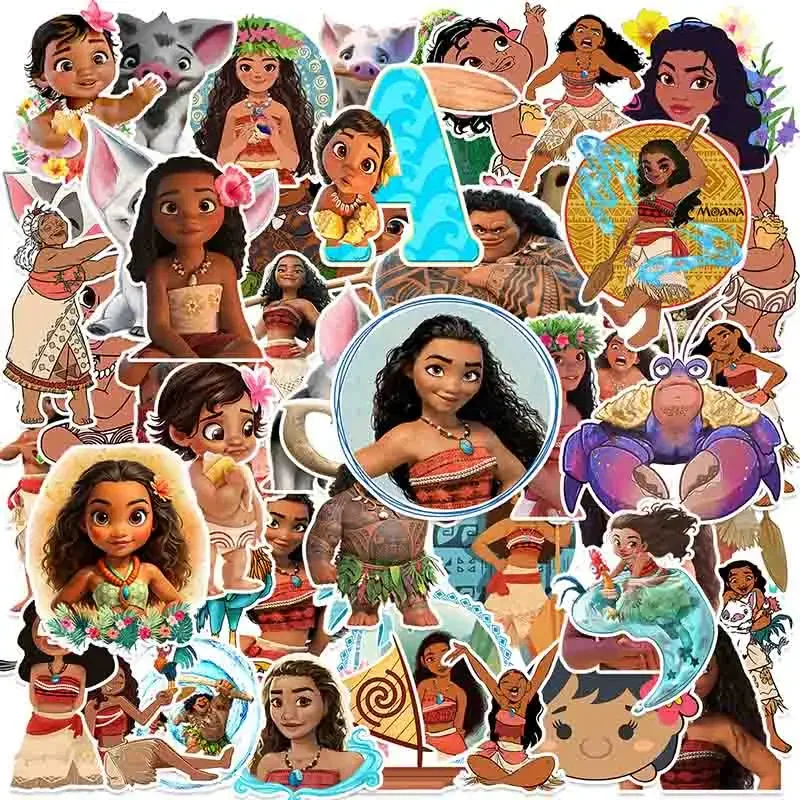 50pcs Disney Cartoon Moana Stickers Waterproof Decals Laptop Motorcycle Phone Notebook Decoration Anime Sticker Kids Toy