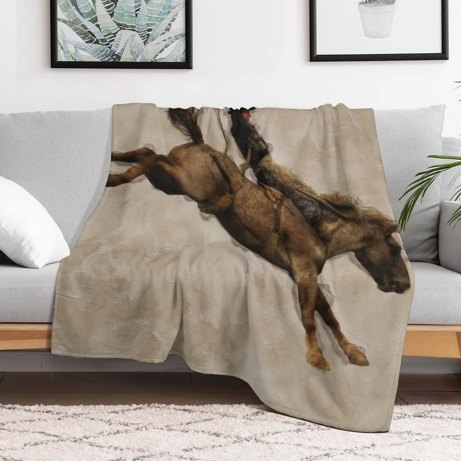 Bucking Bronco Rodeo Cowboy Throw Blanket Giant Sofa Luxury Throw Soft Plaid Blankets