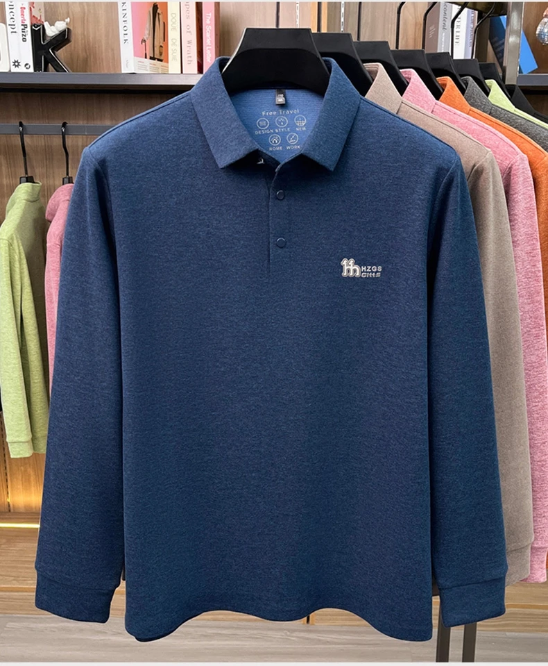 Marke Mode Buchstaben Muster Langärmel Polo-Shirt Herren Luxus Herbst Neues Leicht Komfort Geschäftsbereich Freizeit Flip-Kragen T-Shirt – Detail 12