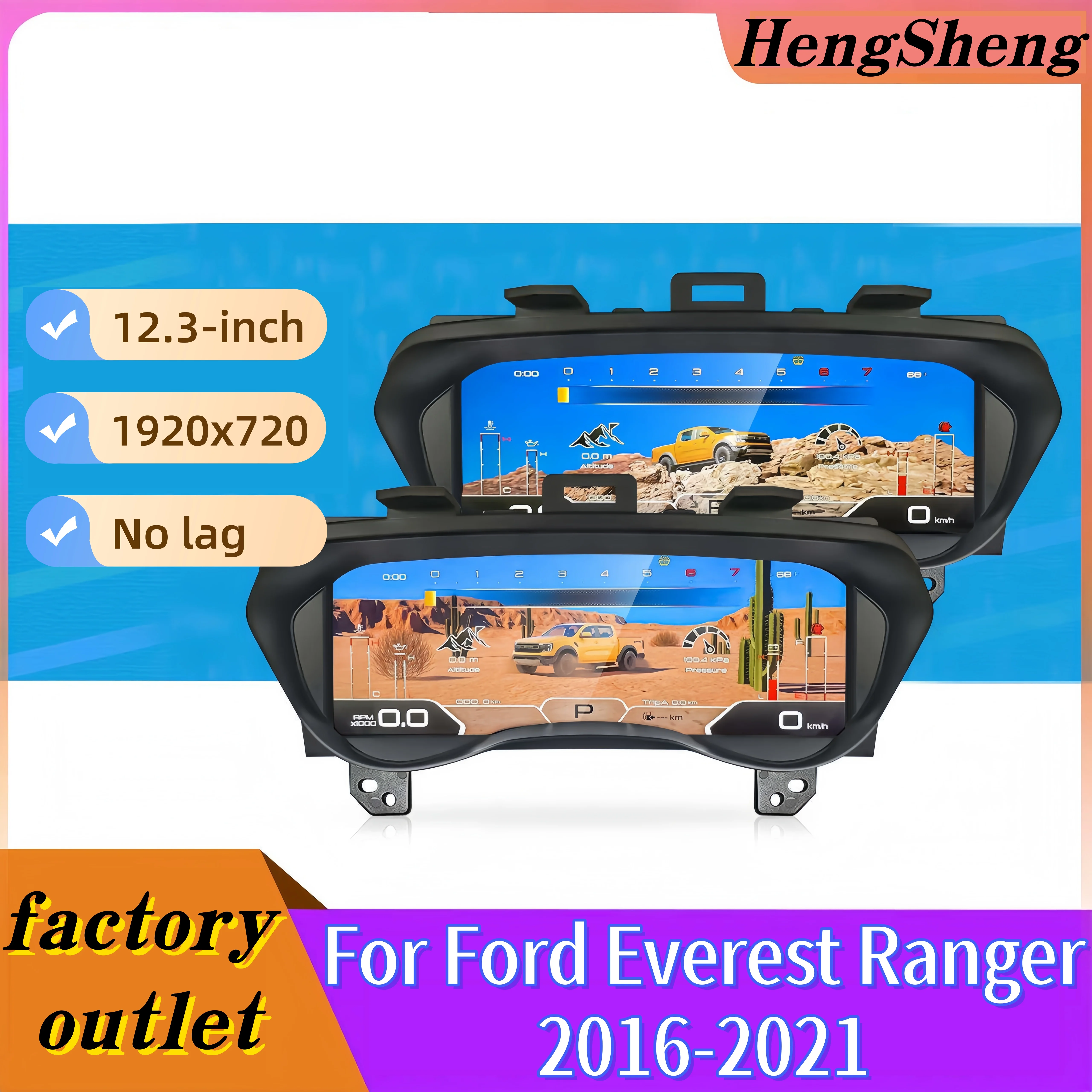 Instrument For Ford Everest Ranger 2016 - 2021 Car Digital Cluster Car Upgrade LCD Dashboard Speedometer Plug and Play