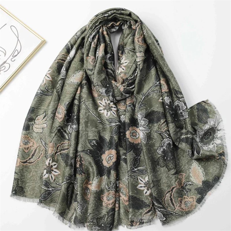 Winter Dicke Viskose Schal Vintage Floral Fransen Baumwolle Schals Und Wraps Pashmina Stola Bufandas Moslemisches Hijab Sjaal 180*90 cm