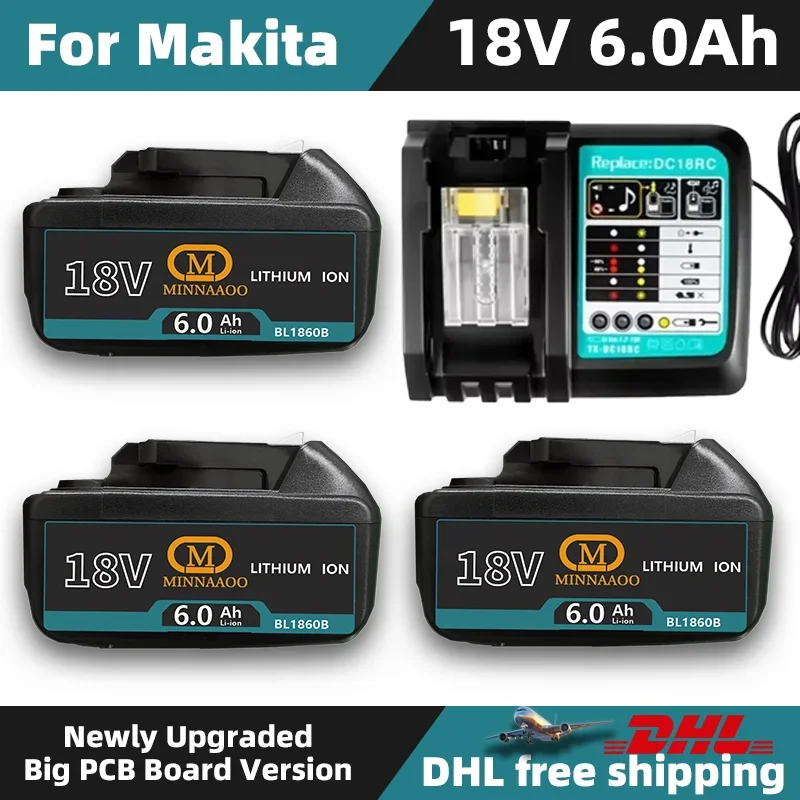 New 18V 6.0Ah Rechargeable Battery, For Makita Drill DGA404 DTW700 DHR202 DJV182 DDF487 Power Tool Battery, for Makita Battery - view 2