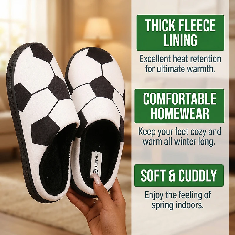Football Women's Slippers House Autumn Winter Fashion Designer Woman Shoes Indoor Fuzzy Fur Slides Couple Soft Non-Slip Floor view 6