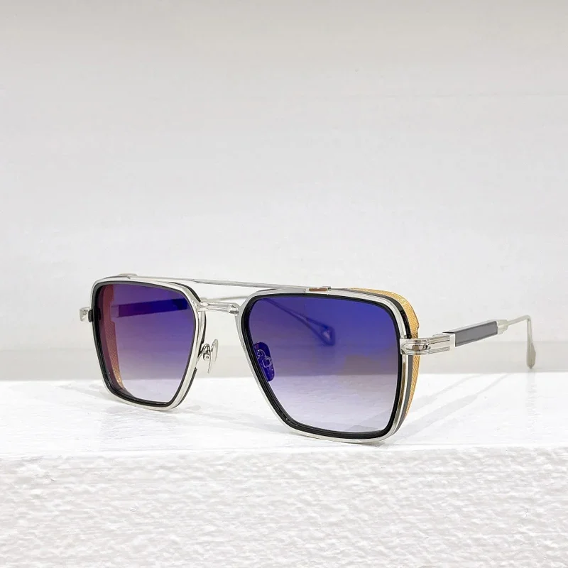 

2024 Square Sunglasses Vintage Fashion High Quality Acetate mix Alloy Frame Eyewear Gradient Mirror Lens Eyewear with box