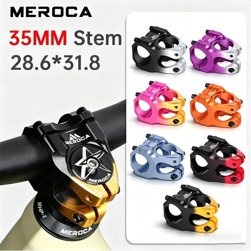 MEROCA ME35 MTB-Vorbau 35mm Gradient Short Fahrradvorbau 31.8 für Mountainbike, Rennrad, Balance Bike, Schwarz, Hohl, Fahrradlenkervorbau