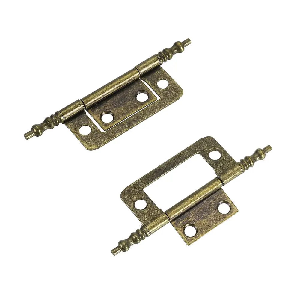 2Inch Antique Brass Flush Hinges For Cabinet Doors Furniture Drawers Heavy Duty Steel Furniture Cabinet Drawer Repair Hardware