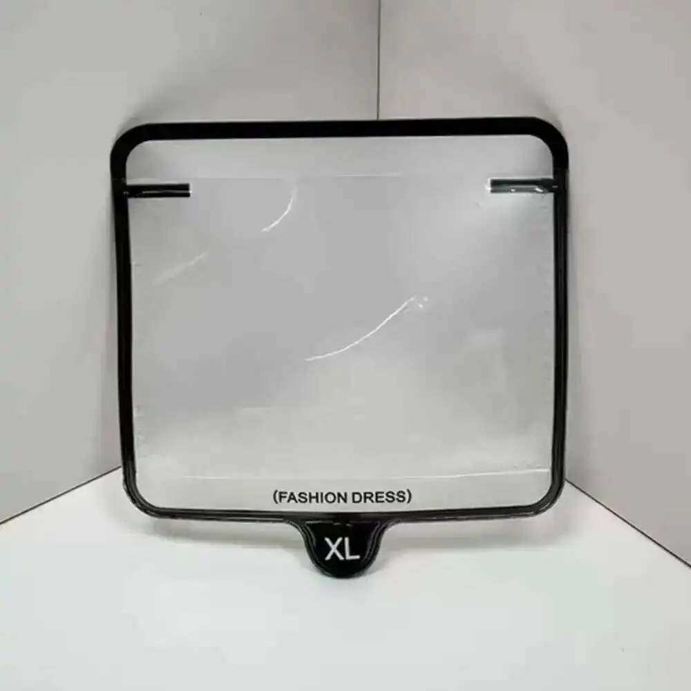 50 Stück PVC XS-5XL EVA-Kragenetikettentaschen für Kleidungsetiketten, Zubehör-Markentaschen, transparente, mattierte Etikettentaschen – Detail 9