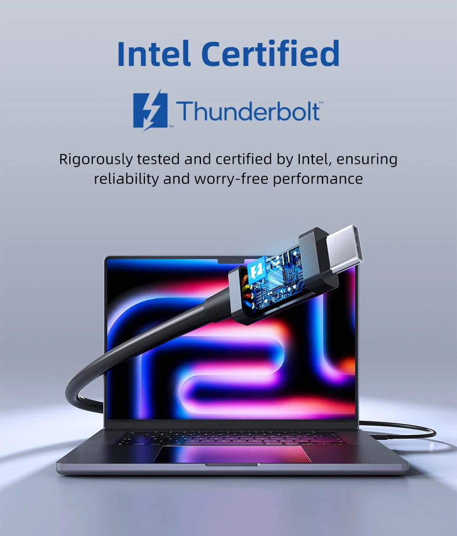 CABLETIME Thunderbolt 5-Kabel Intel-zertifiziertes 120 Gbit/s PD 240 W Datenkabel Schnellladung 8K60 Hz Typ-C-Kabel für Mac/PC iPad SSD – Detail 3