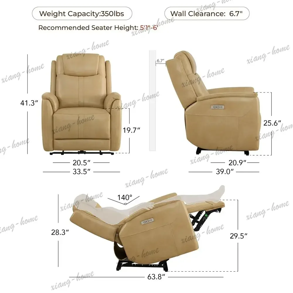 lsPower Recliner Chairs for Adults, Electric Leather Super Zero Gravity Recliner with USB amp TypeC Charging Ports for Living Ro
