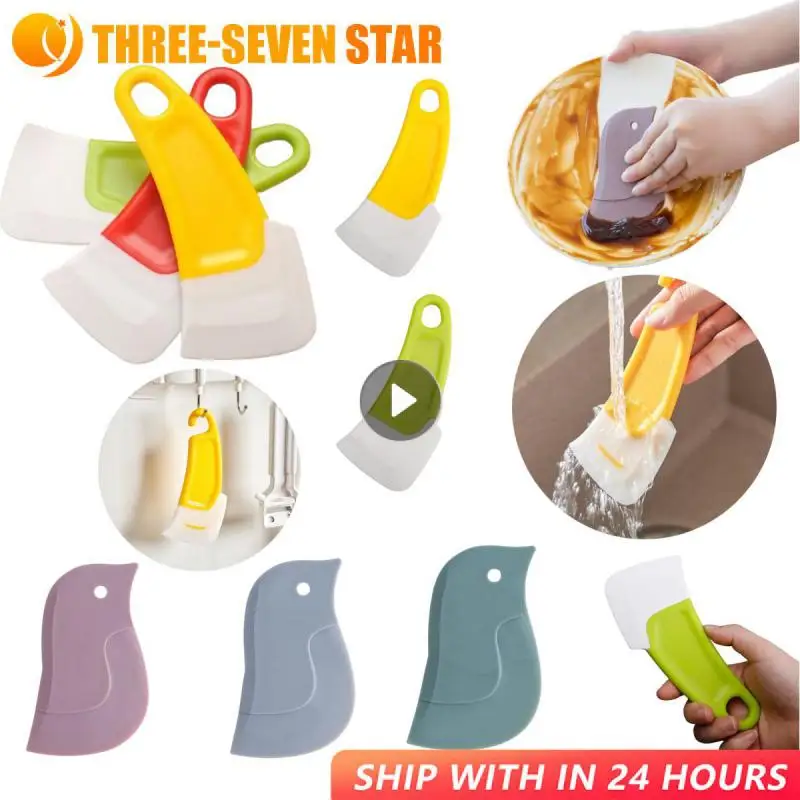 1Pcs Kitchen Scraper Oil Stain Cleaning Silicone Spatula Cake Baking Pastry Gadgets Dirty Pan Pot Dishes Cleaner Tools Scraper