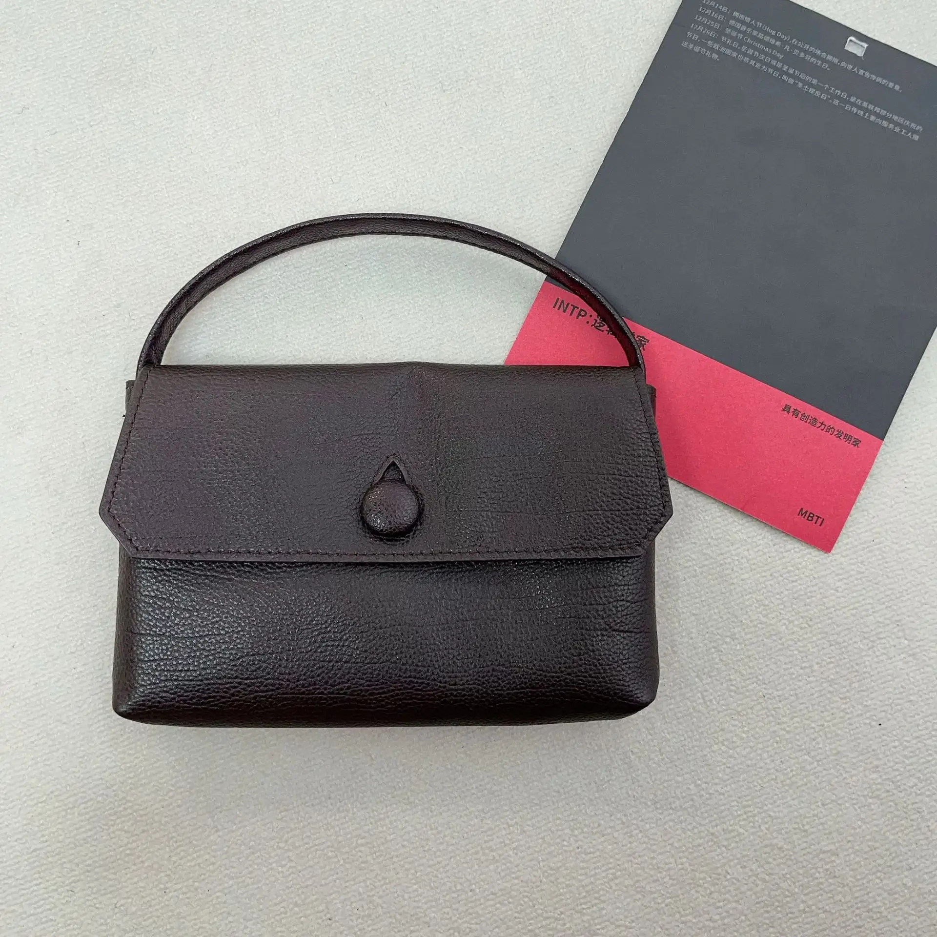Buttons Bag Handbag Genuine Leather Minimalist Square Clutch Cowhide Handbag Soft Versatile Vintage Style view 6