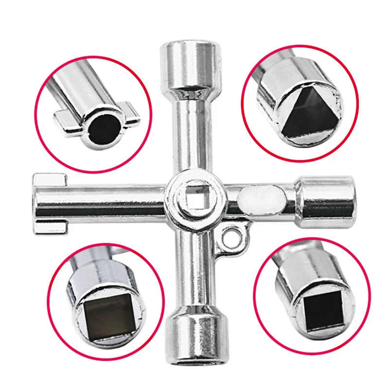 Universal Cross Square Triangle Electrical Cabinet Elevator Lift Key Wrench Zinc Alloy Cross Switch Mini Spanner Hand Tools