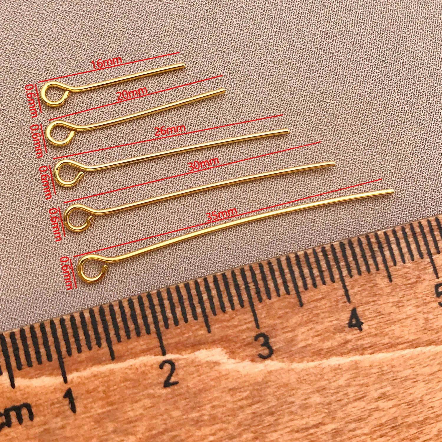 100pcs 18K genuine gold thick silver platinum nine character needles eye pins for bracelets necklaces earring DIY jewelry making