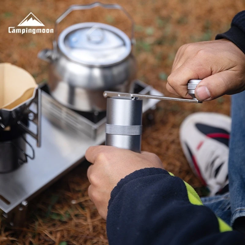 CAMPINGMOON Outdoor Camping Hand Brewed Coffee Grinder, Hand Cranked Coffee Mill, Stainless Steel Grinding Core