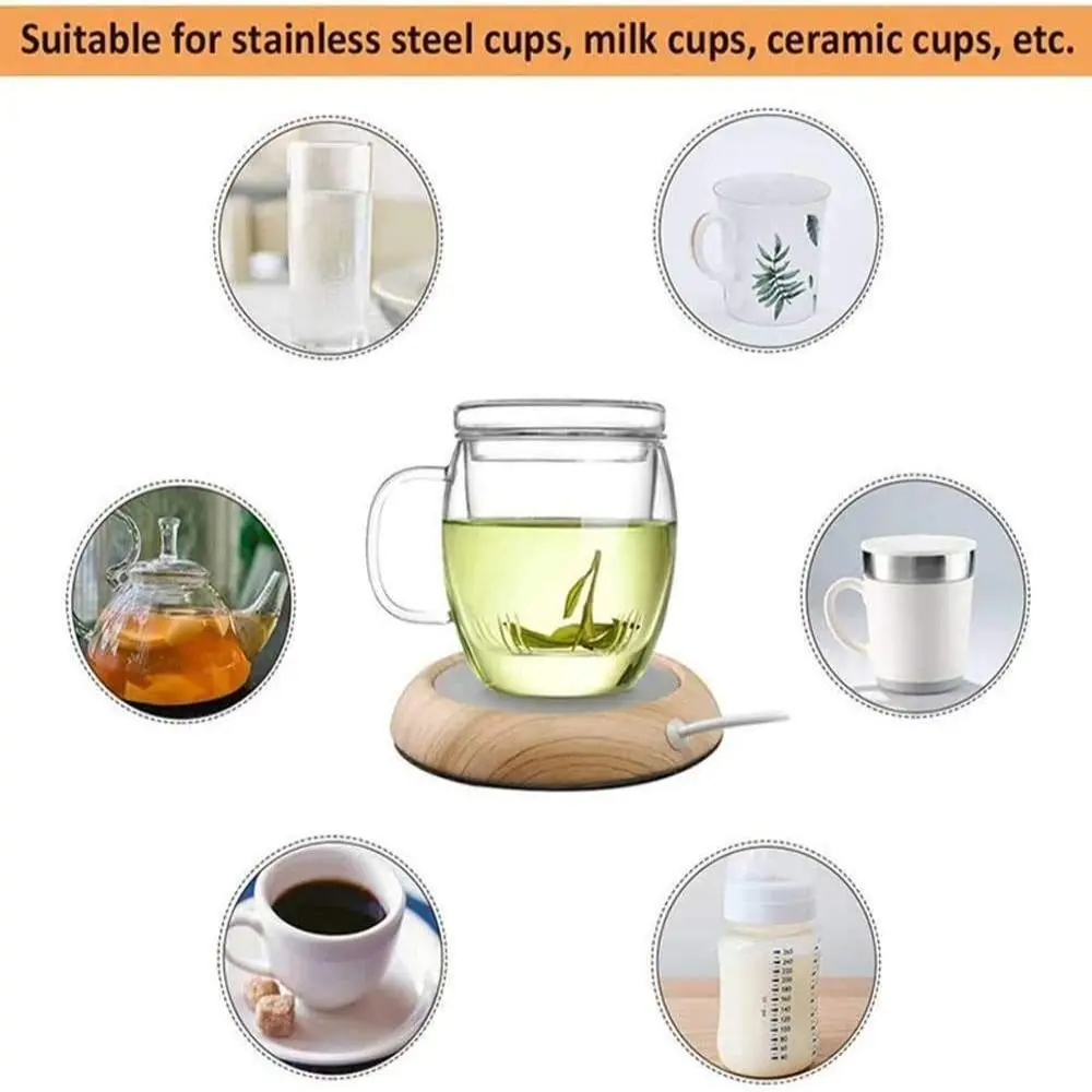 

Coffee Mug Warmer Wood Grain USB Heater Pad Low Power Fast Heating Cup Warmer Electric 5W Beverage Warmer Tea Drinkers