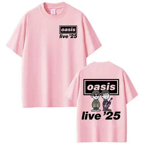 Imagen 2 del producto Camiseta Rock Band O-Oasis Live 25 Tour para hombre y mujer, camiseta Vintage de gran tamaño con dibujos animados, camisetas de manga corta de algodón de alta calidad
