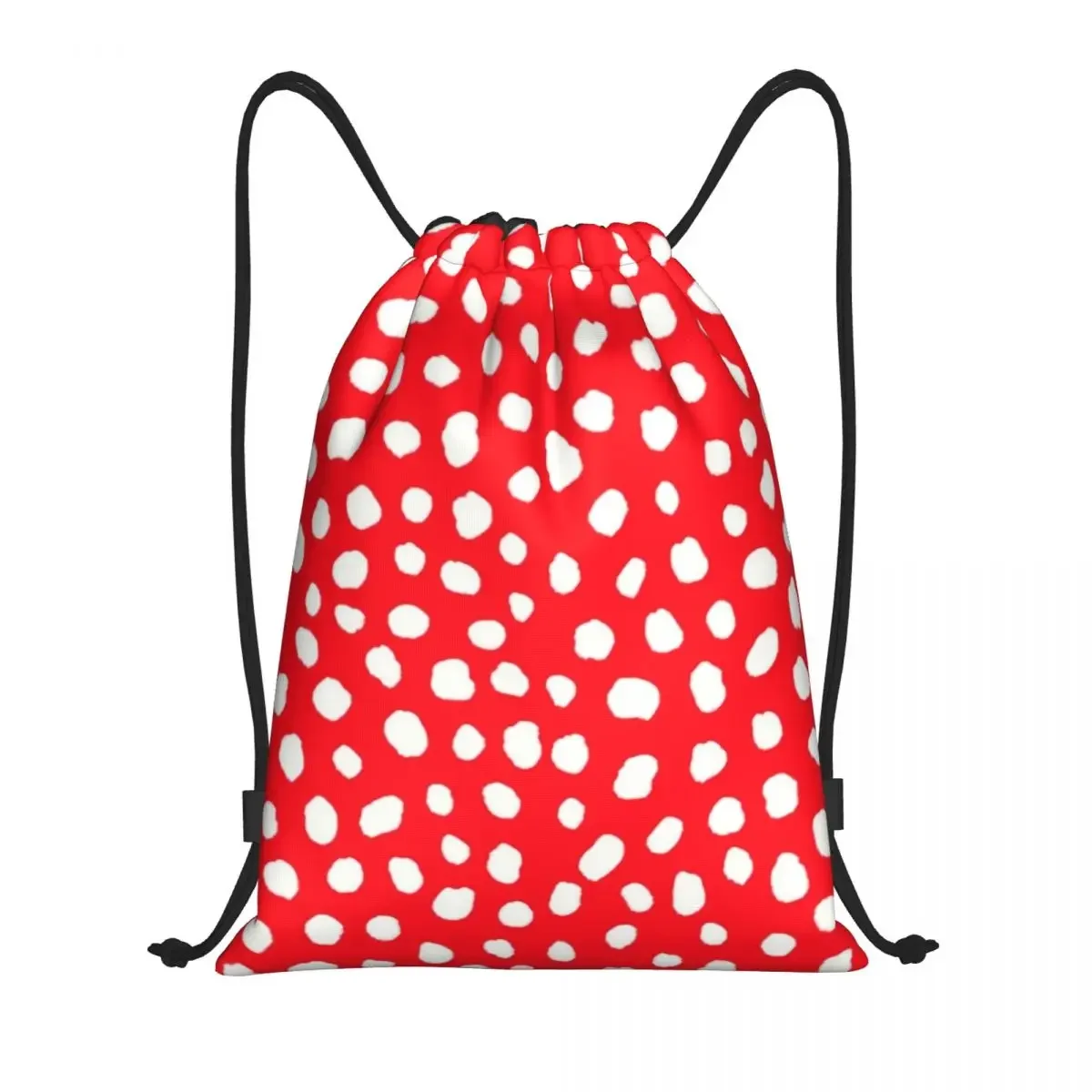 Mochila de cordão para cães dálmatas para homens e mulheres, Gym Sport Sack, Polka Dot portátil, Shopping Bag, Cute, Red Spots