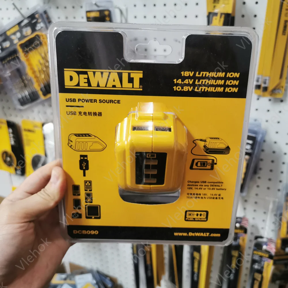 DEWALT DCB090 USB Power Source Adapter Batteries Charging Converter Charges USB Compatible Devices 12V/20V MAX USB Power Source